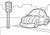 Light Red Car Coloring Pages Stops Cars sketch template