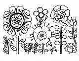 Coloring Flowers Flower Pages Printable Kids Colour sketch template