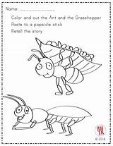 Grasshopper Ant Story Coloring Worksheets Kindergarten Preschool Ants Puppets Puppet Cards Grade Activities Tpt Lot Template Things There 99worksheets sketch template