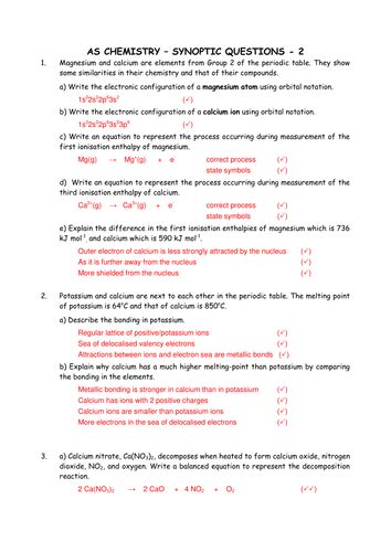 chemistry revision  revision questions teaching resources