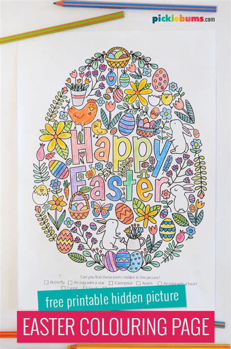 happy easter colouring page  printable picklebums