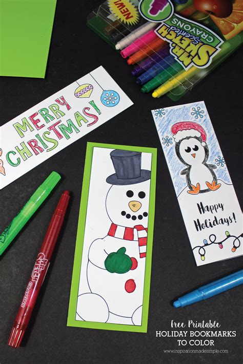 printable holiday bookmarks  color inspiration  simple
