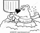Bear Buried Snow Shovel Humorous Unhappy Upset Fotosearch sketch template
