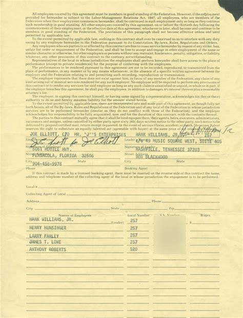 hank williams jr document signed  historyforsale item