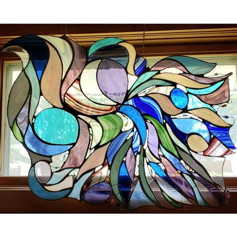 Contemporary Abstract Stained Glass Window Art Handcrafted