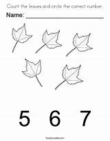 Leaves Circle Coloring Number Count Correct Pages Twistynoodle Counting Leaf Noodle Autumn Fall Kids Learning Built California Usa sketch template