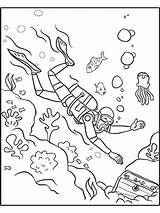 Scuba Diver Worksheet Diving Snorkel Aidilfitri Mewarna Kad Hari sketch template