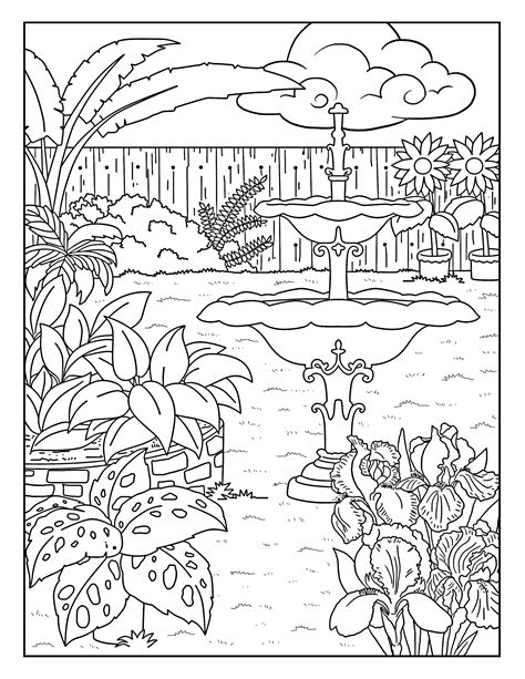 fountain garden gallery coloring pages  adults  etsy india