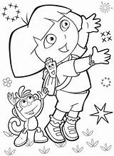 Dora Coloring Pages Boots Explorer Featuring Dress sketch template