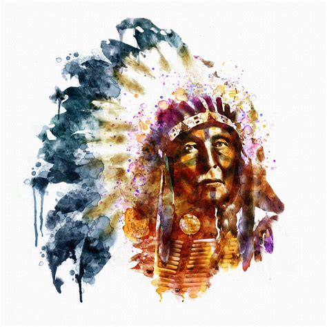 native american chief mixed media by marian voicu