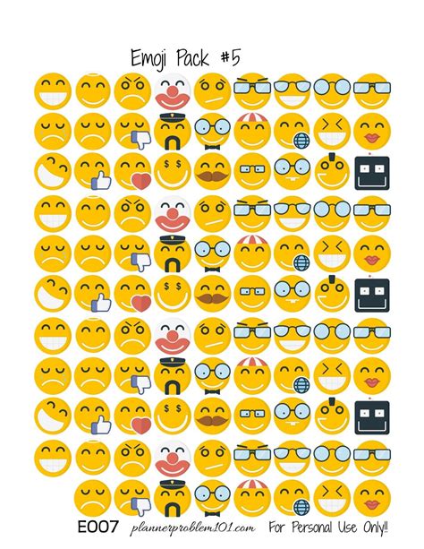 printable sheet  emojis