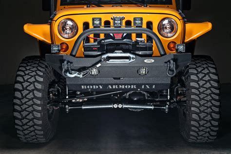 body armor  jk  black steel mid stubby style front winch bumper bumpers bumper