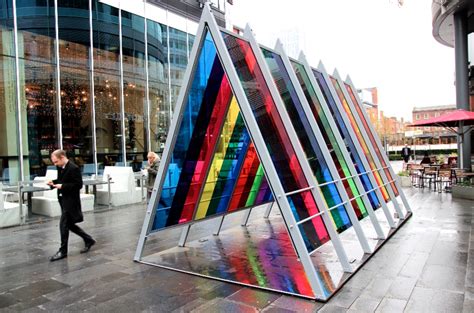 artist creates walk  triangular prism  offer  spectrum  colours  manchester