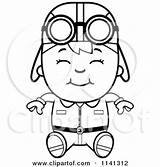 Pilot Cartoon Coloring Aviator Sitting Boy Happy Clipart Thoman Cory Outlined Vector Template sketch template