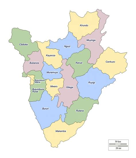 detailed administrative divisions map  burundi burundi africa mapsland maps   world