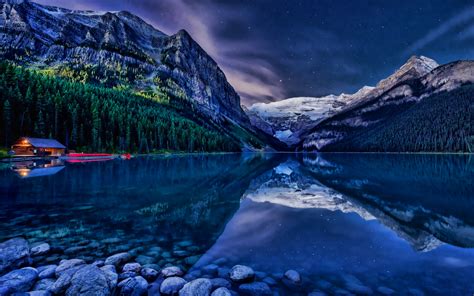 wallpapers lake louise night canadian landmarks banff national park alberta