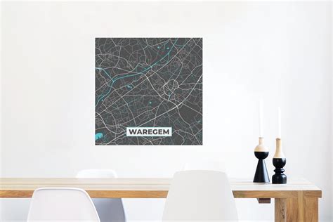 poster stadskaart grijs kaart waregem belgie plattegrond  cm bolcom