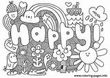 Coloring Word Happy Pages Printable sketch template