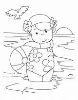 Suit Bathing Pages Swimming Coloring Girl Template Swimsuit sketch template