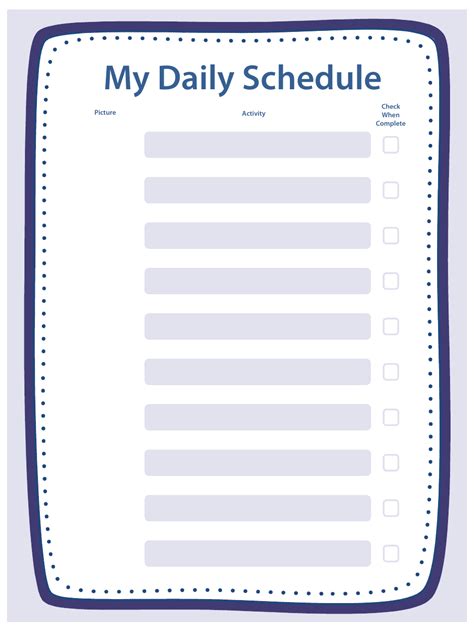 daily schedule template blue  printable  templateroller