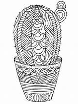 Zentangle Coloring Cactus Pages Adults Adult sketch template