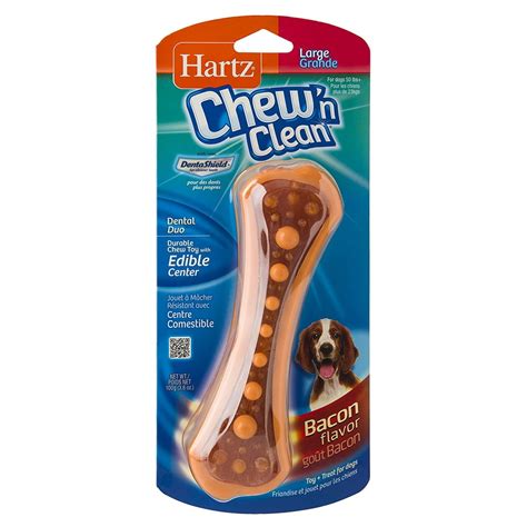 hartz chew  clean dental duo dog chew toy bacon flavor medium  ea walmartcom walmartcom