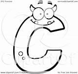 Letter Cartoon Coloring Clipart Alien Outlined Vector Cory Thoman Royalty sketch template