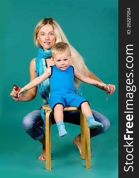 portrait of blonde mom and a son free stock images and photos