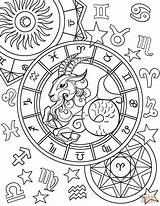 Coloring Zodiac Pages Signs Capricorn Sign Printable Astrology Mandala Adult Popular Book sketch template