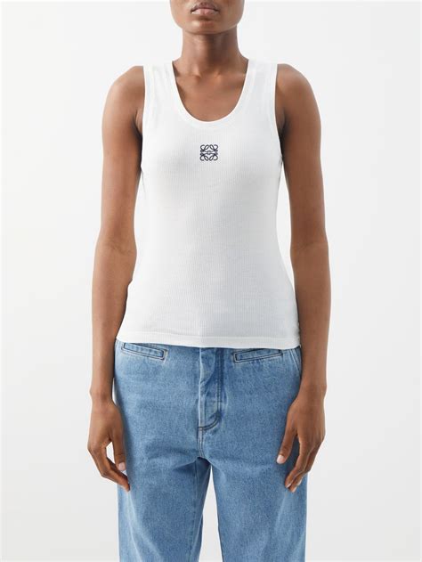 white anagram embroidered cotton blend tank top loewe matchesfashion au