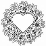 Coloriages Fiori Coeur Cercle Adultes sketch template