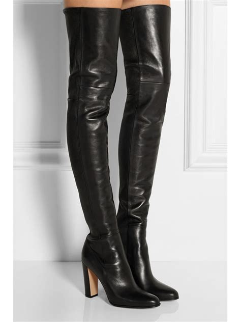2018 New Sexy Black Leather Thigh High Boots Women Winter Shoes Knee