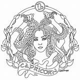 Coloring Pages Zodiac Capricorn Signs Colouring Printable Mandala Adults Sheets Color Pisces Taurus Adult Astrology Virgo Therapy Beauty People Book sketch template