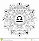 Libra Mandala Zodiac Round Coloring Symbol Adult Book Geometric Preview sketch template