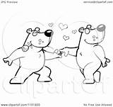 Cartoon Romantic Doing Bear Dance Couple Clipart Thoman Cory Outlined Coloring Vector 2021 Clipartof sketch template