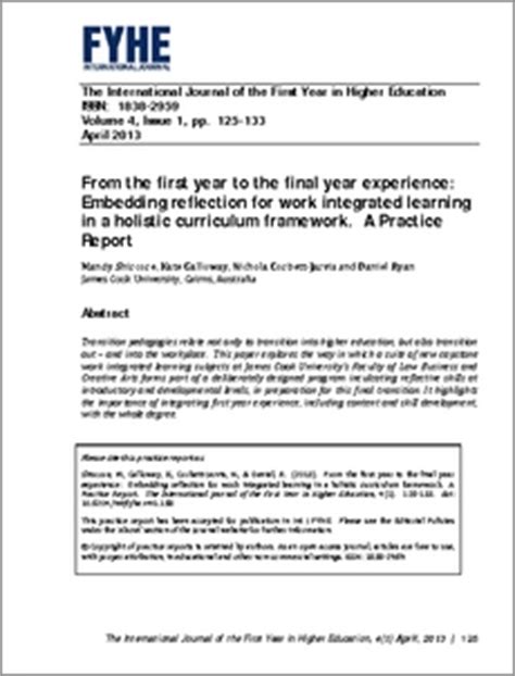 year   final year experience embedding reflection