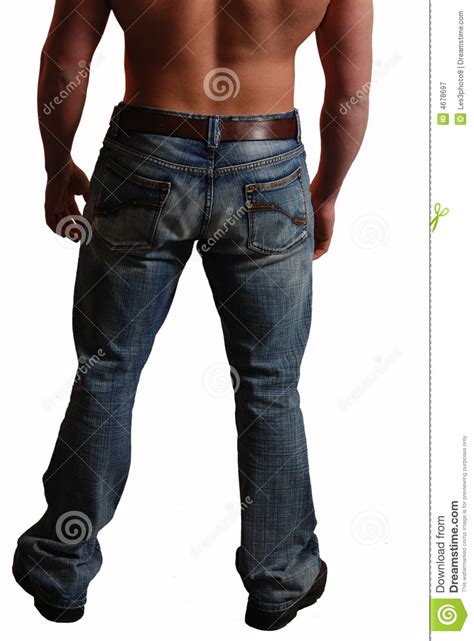 male back in jeans isolated white stock image image of