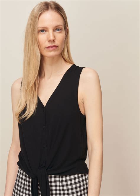 black button down ribbed tank top whistles