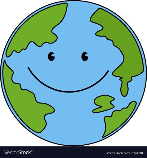 planet earth globe  cute face smiling vector image