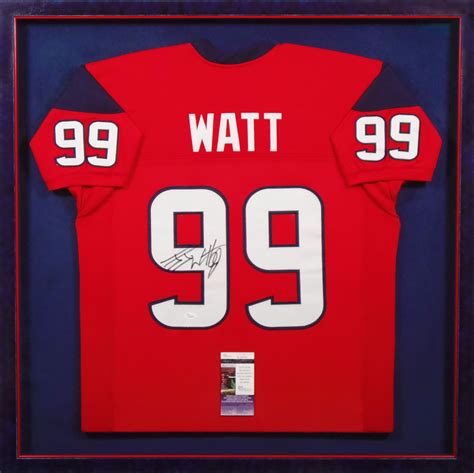 custom framed signed jj watt football jersey surrounded   houston