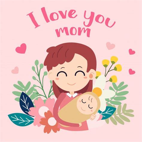beautiful mom card  vector