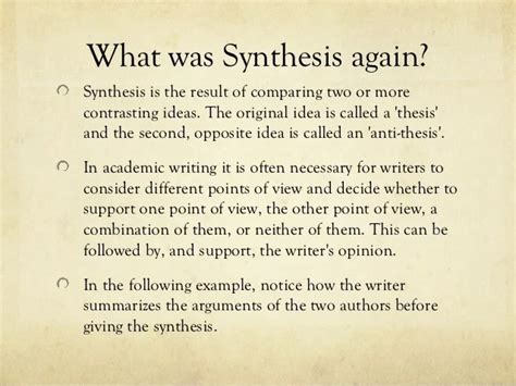 synthesis definition  academic writing   synthesis