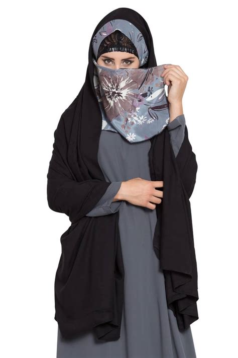 rayon black irani chadar rida hijab with detachable nose piece