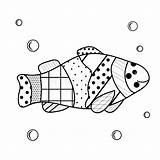 Overzees Kleurend Bolle Pesce Libro Vissen Aquarium Inwoner Eenvoudige Pagina Kinderen Griglia sketch template