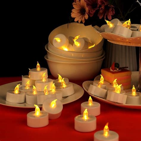 anziner tea lights  pack realistic  bright flickering bulb battery operated flameless led