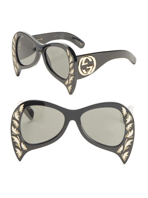 Gucci 55mm Oversized Bat Sunglasses In Black Lyst