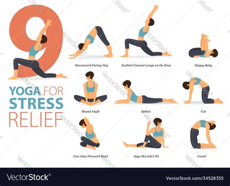 yoga poses  stress relief concept royalty  vector