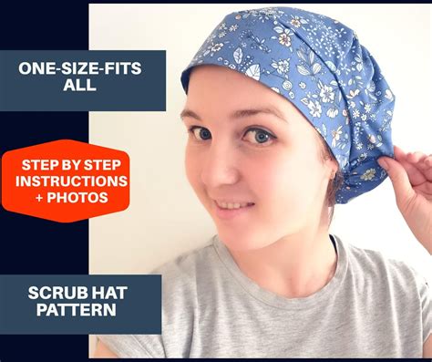 bouffant scrub hat pattern  nurse head cover sewing etsy scrub