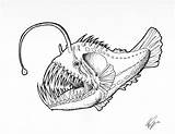 Fish Angler Drawing Coloring Drawings Ink Sea Tattoo Pages Sharp Original Teeth Monster Etsy Fishing Deviantart Dibujo Monstruos Marinos Tattoos sketch template