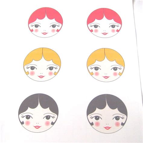 printable art doll face transfers iron  doll faces etsy doll